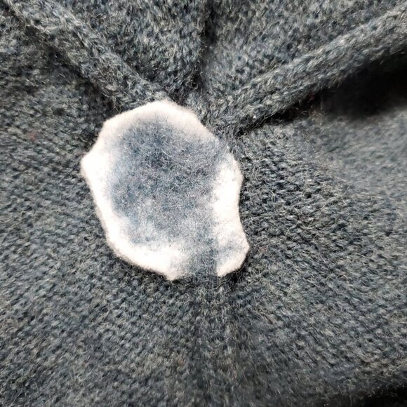 Woolrich Womens Wool V Neck Sweater L Floral Embroidered Teal Blue Gray - Picture 8 of 8